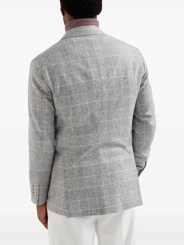 Brunello Cucinelli チェック シングルジャケット | ホワイト