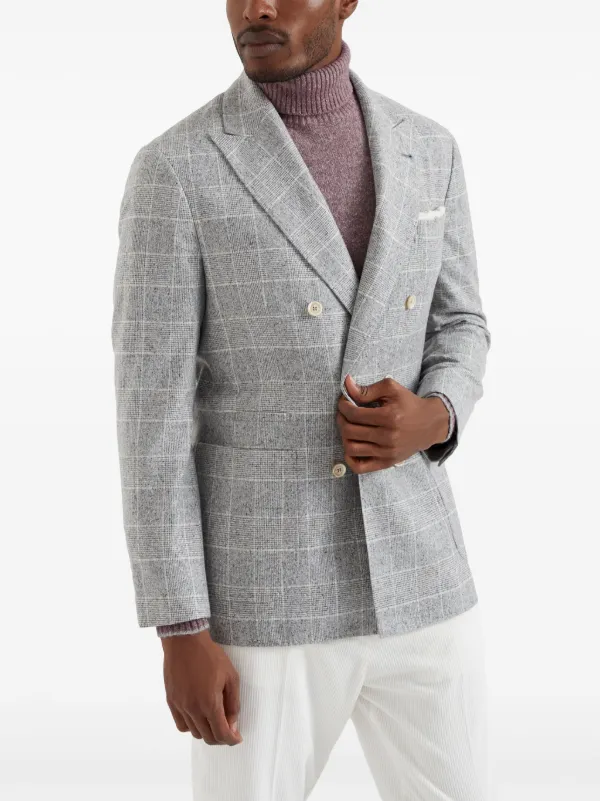 Brunello Cucinelli チェック シングルジャケット | ホワイト
