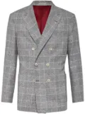 Brunello Cucinelli single-breasted checked blazer - White