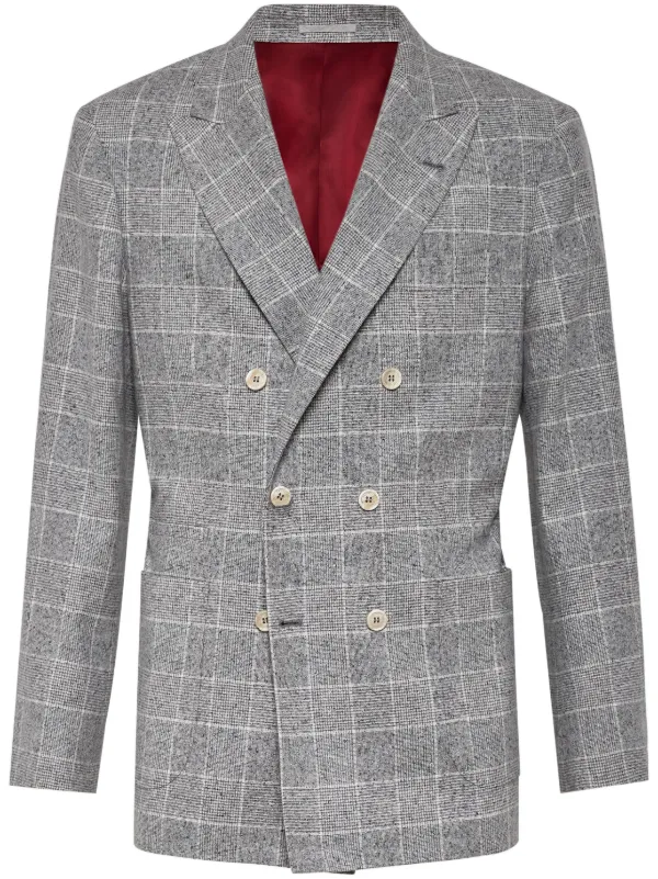 Brunello Cucinelli チェック シングルジャケット | ホワイト