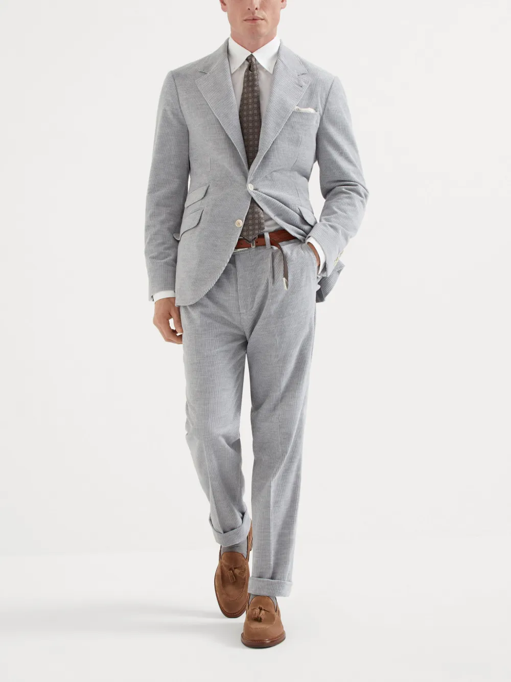 Brunello Cucinelli mélange corduroy trousers - Grijs