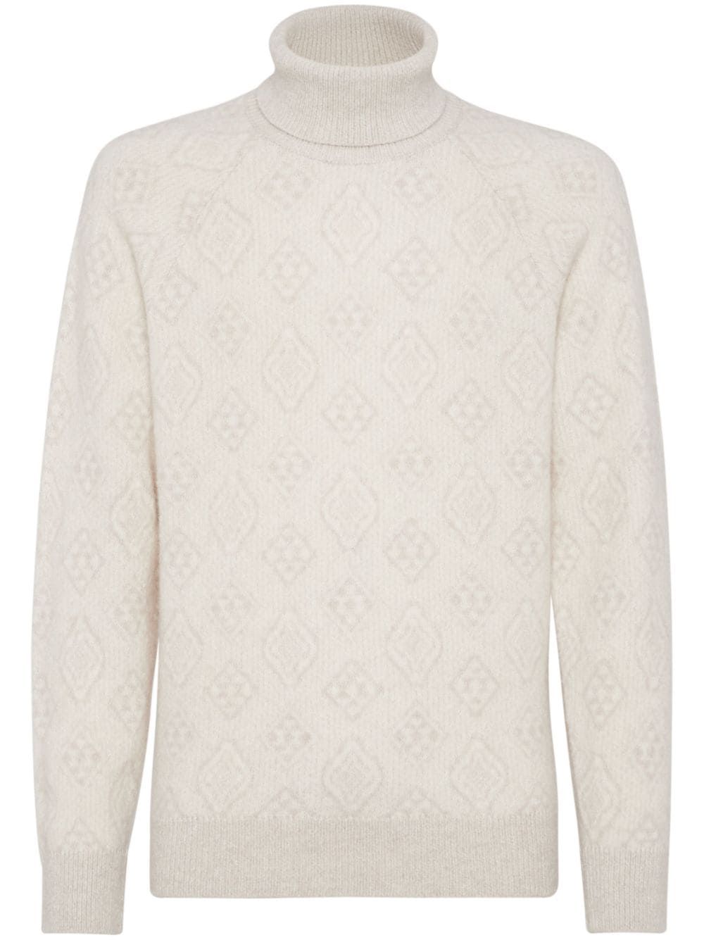 Shop Brunello Cucinelli Roll-neck Long-sleeve Jumper In White