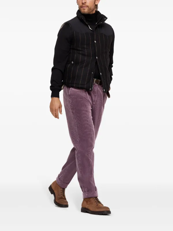 Brunello Cucinelli Striped Padded Gilet | Black | FARFETCH