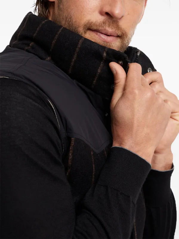 Brunello Cucinelli Striped Padded Gilet | Black | FARFETCH