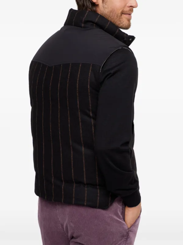 Brunello Cucinelli Striped Padded Gilet | Black | FARFETCH
