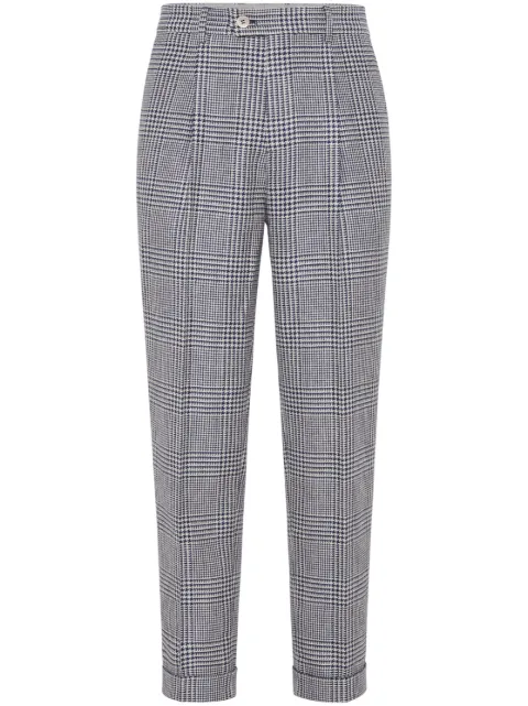 Brunello Cucinelli check-pattern tapered trousers