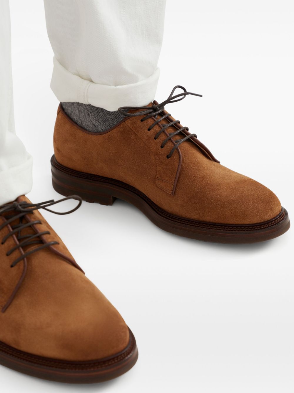 Shop Brunello Cucinelli Lace-up Fastening Derby Shoes In Brown