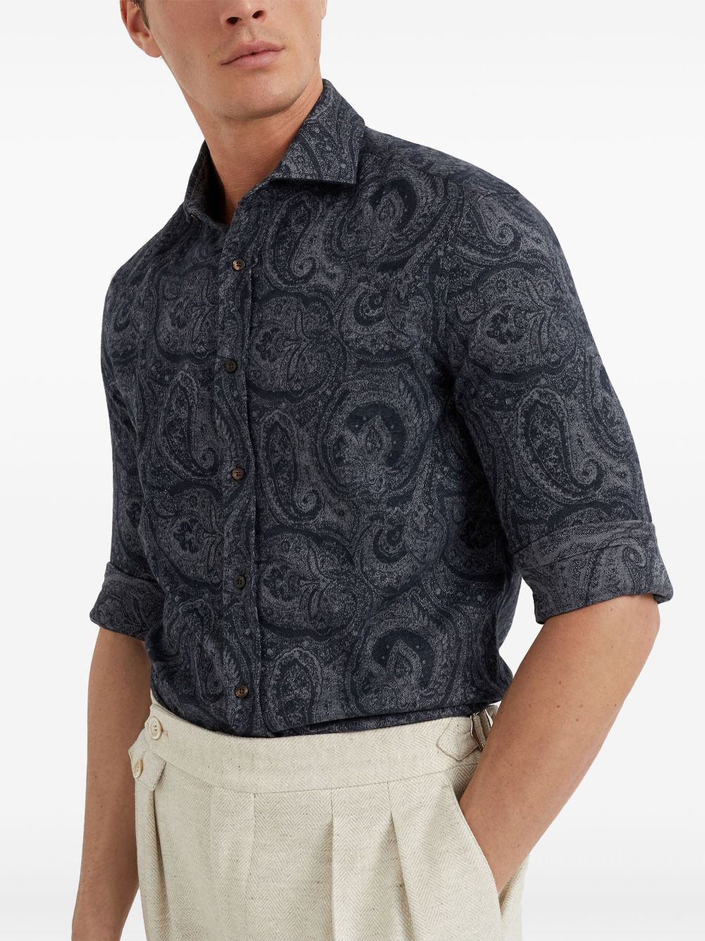 How to find cheap deals Brunello Cucinelli paisley-print shirt Men