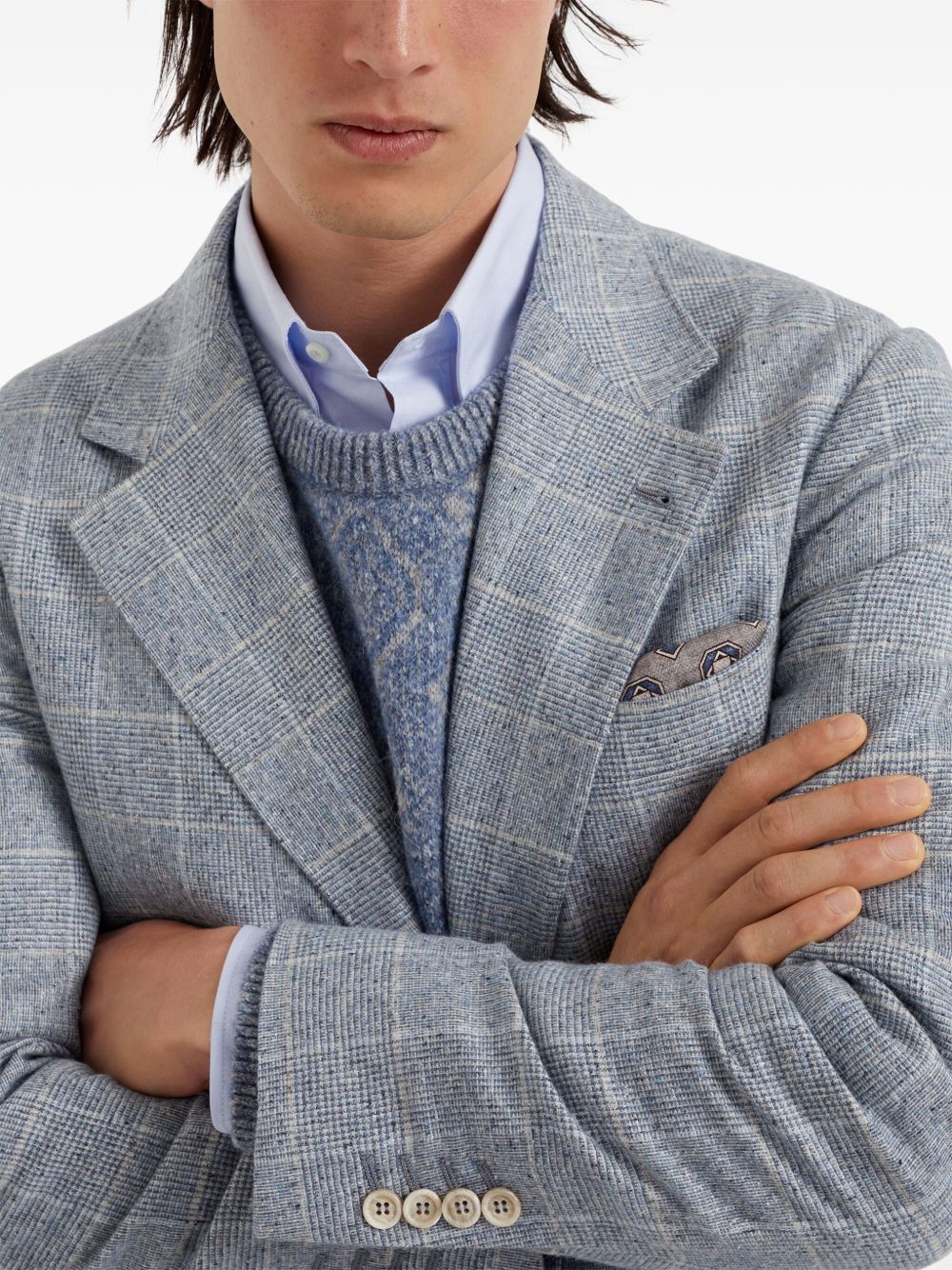 Brunello Cucinelli single-breasted checked blazer Men