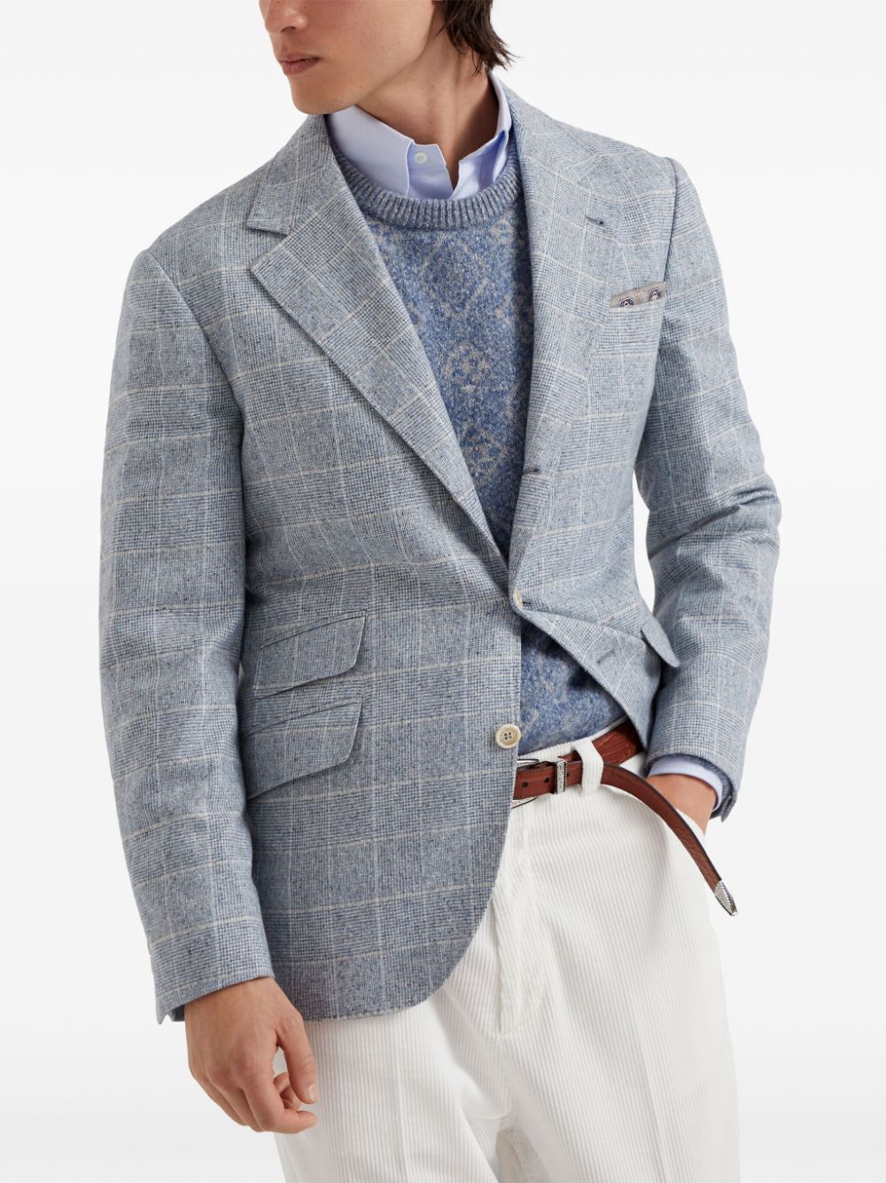 Brunello Cucinelli single-breasted checked blazer Men