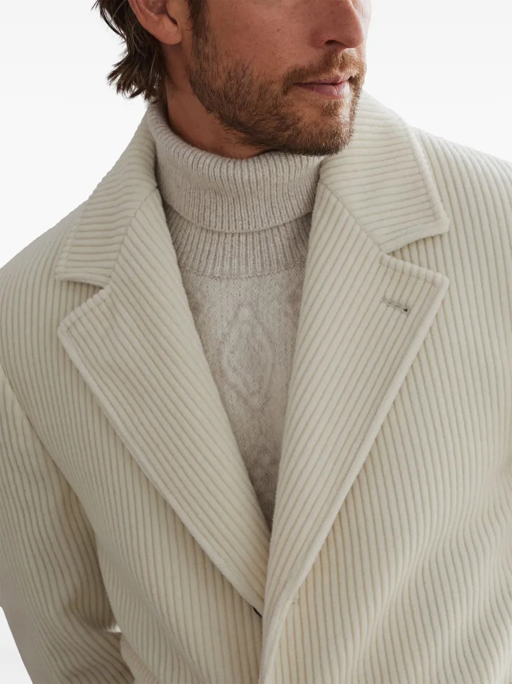 Brunello Cucinelli long ribbed cashmere coat Men