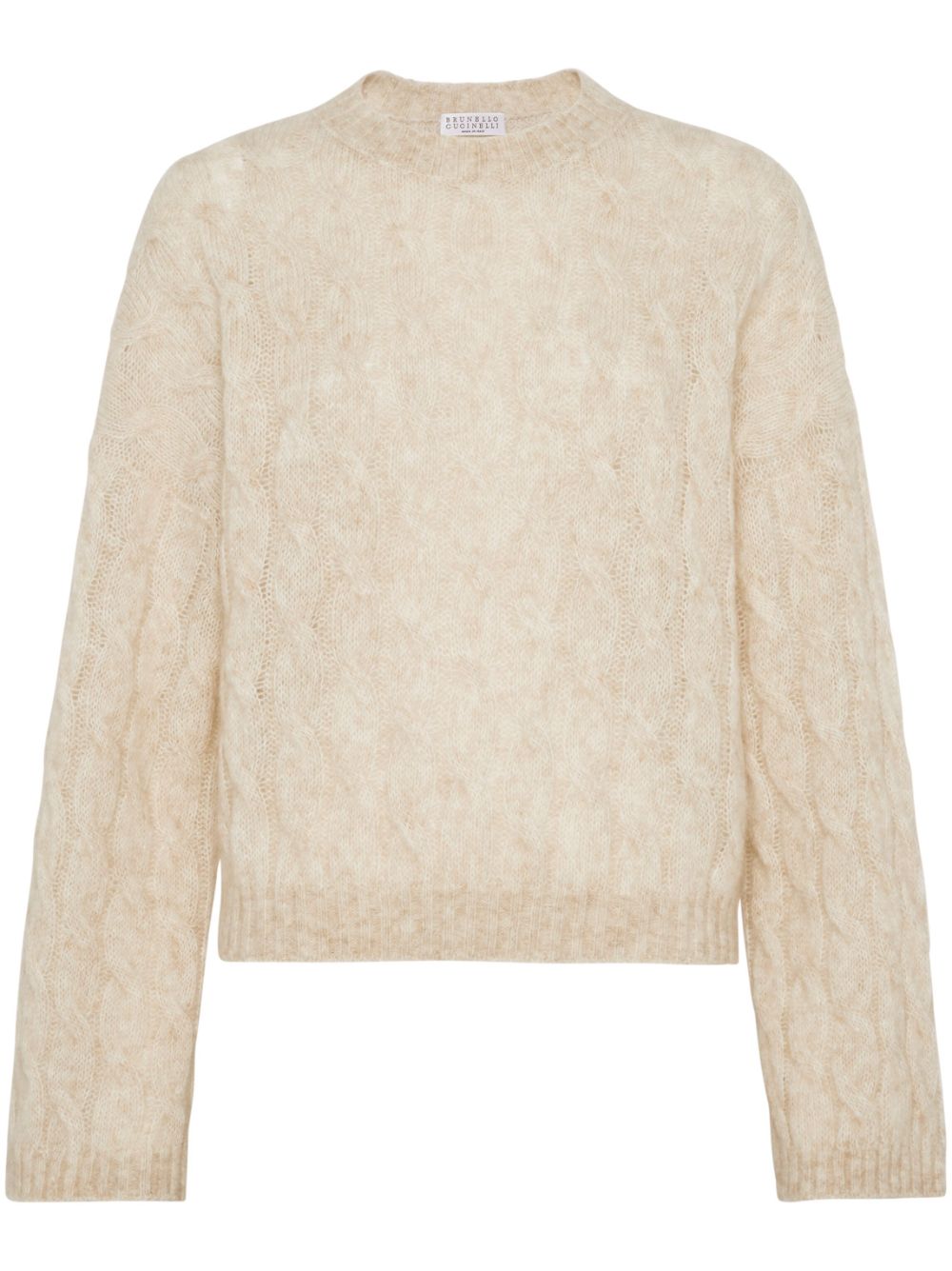 crew-neck cable-knit jumper