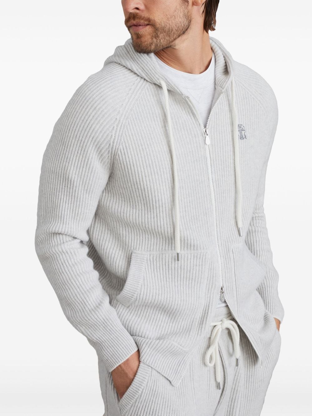 Shop Brunello Cucinelli Cashmere Hoodie In 灰色