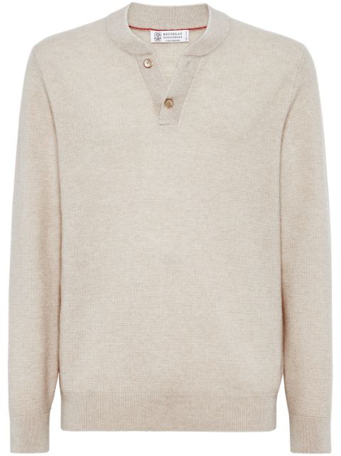 Brunello Cucinelli button-placket cashmere jumper Men