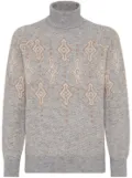 Brunello Cucinelli patterned-intarsia roll-neck jumper - Grey