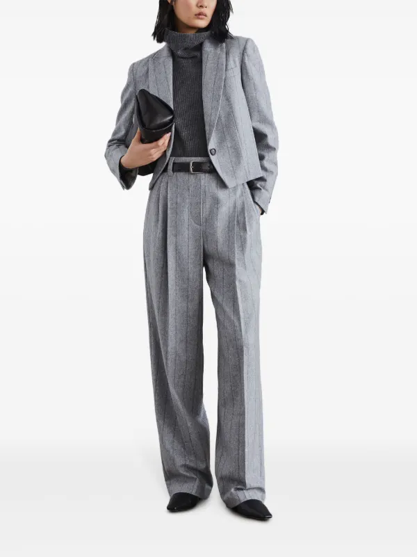 Brunello Cucinelli Striped Cropped Blazer | Grey | FARFETCH Brunello Cucinelli Striped Cropped Blazer | Grey | FARFETCH
