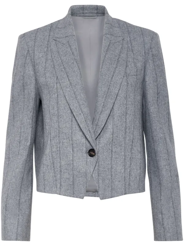BRUNELLO CUCINELLI グレー系ジレ BRUNELLO CUCINELLI Leather-trimmed belted plush fabric gilet | NET