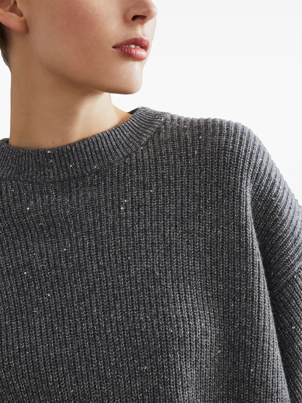 Brunello Cucinelli Trui met pailletten Grijs