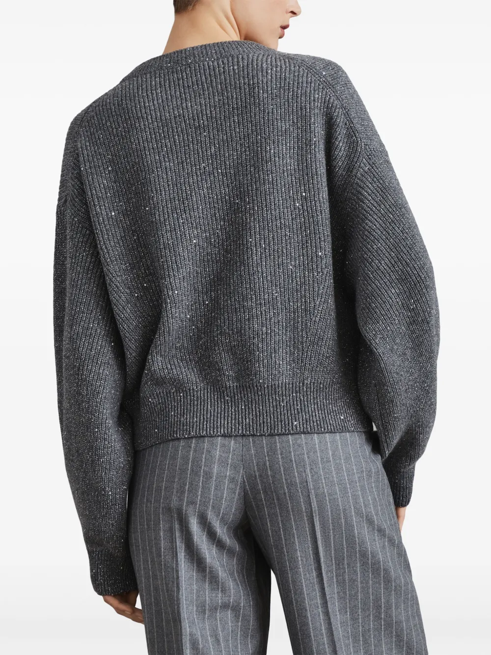 Brunello Cucinelli Trui met pailletten Grijs