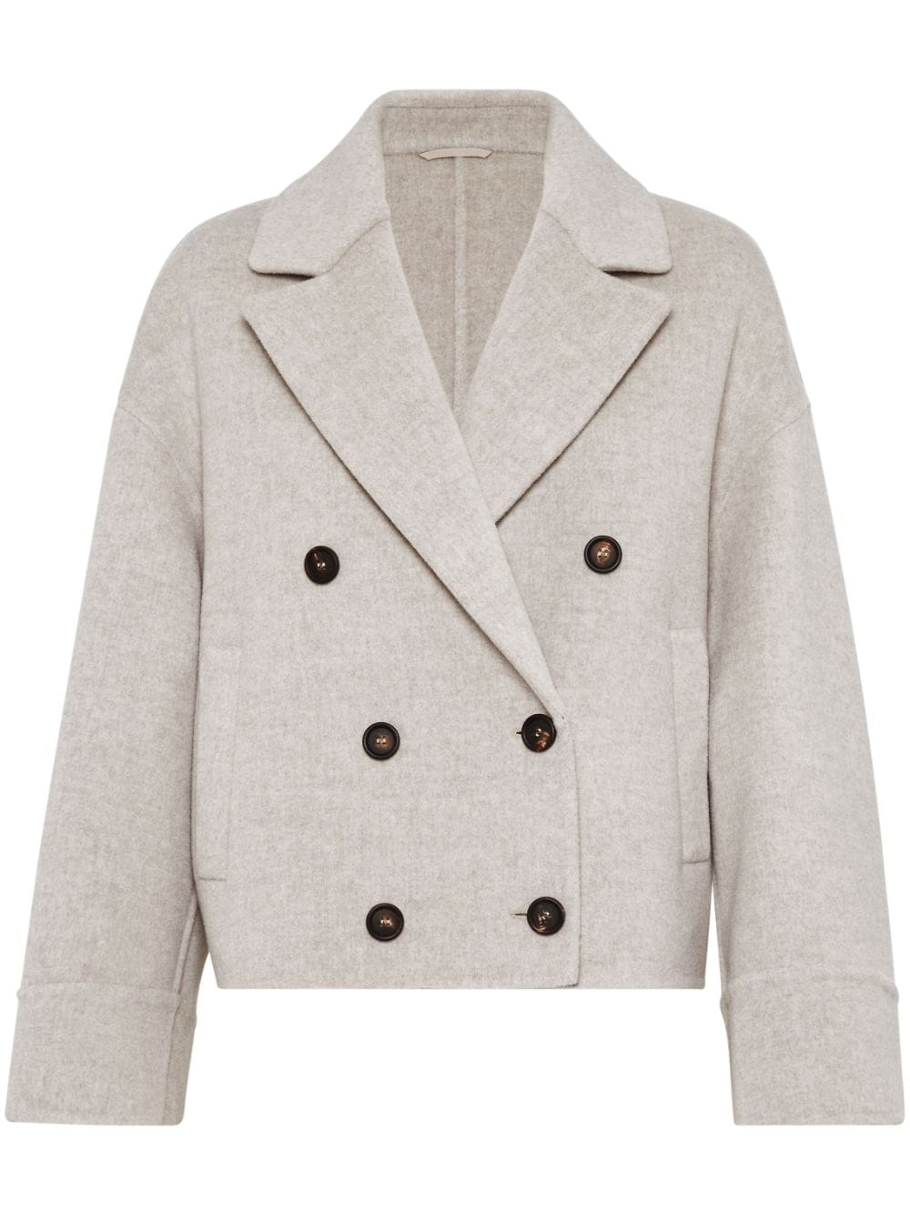 Shop Brunello Cucinelli Double-breasted Peak-lapel Jacket In Nude