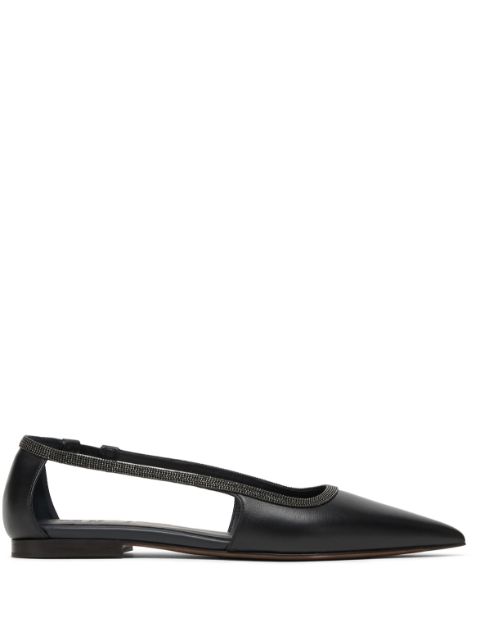 Brunello Cucinelli Monili-trim cut-out ballerina shoes