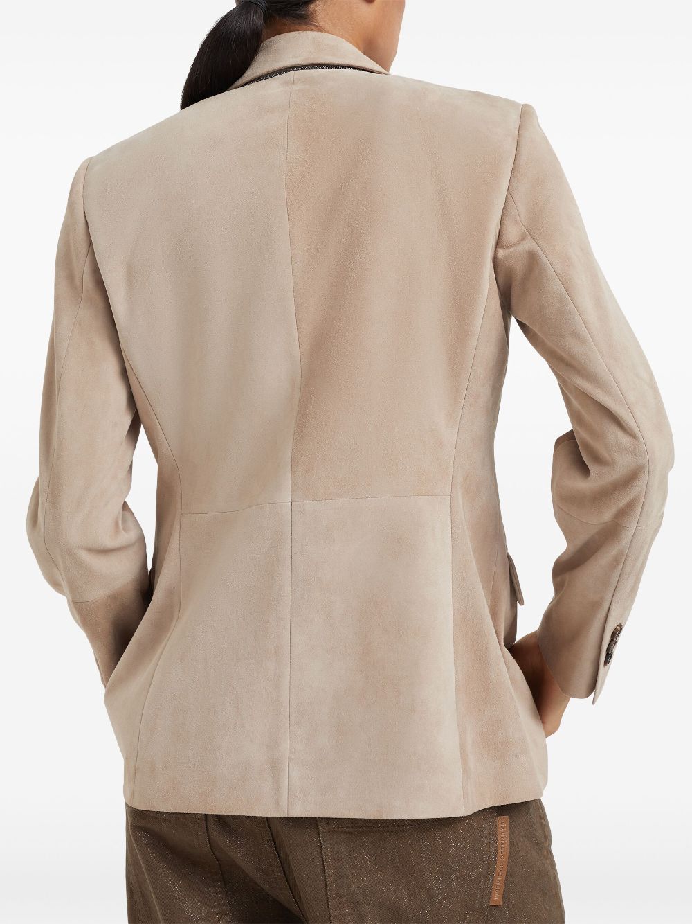 Shop online for deals Brunello Cucinelli single-breasted suede blazer Women