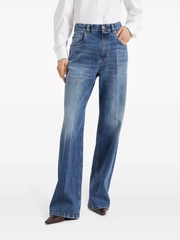 Brunello Cucinelli high-rise straight-leg Jeans | Blue
