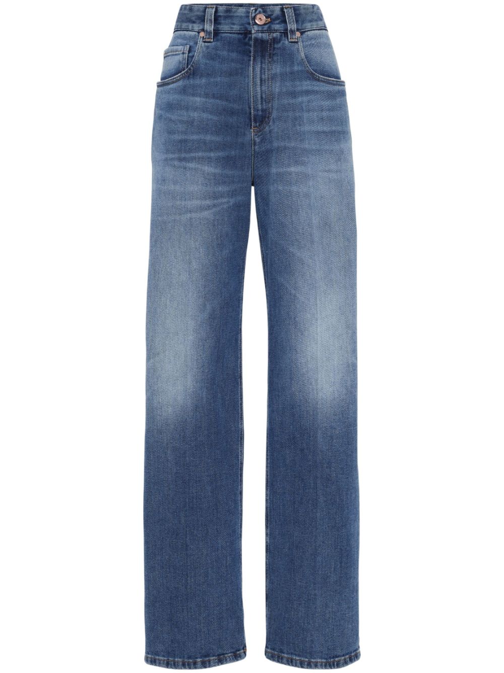 Brunello Cucinelli High-rise Straight-leg Jeans In Blue