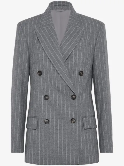 Brunello Cucinelli blazer con rayas diplomáticas estampadas y doble botonadura