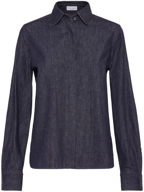 Brunello Cucinelli camisa de mezclilla Monili