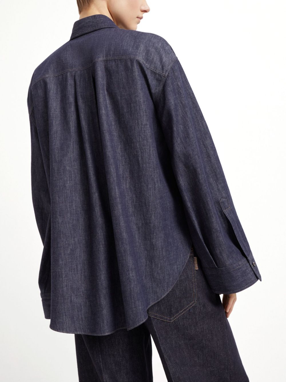 Shop Brunello Cucinelli Point-collar Denim Shirt In Blue