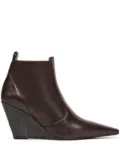 Brunello Cucinelli Monili wedge leather ankle boots - Brown