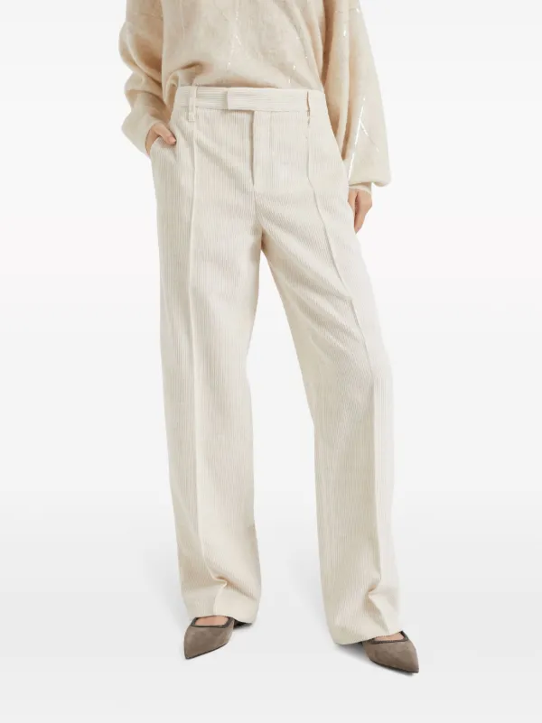 【Brunello Cucinelli】ストレートパンツ Brunello Cucinelli ストレート コーデュロイパンツ | ホワイト