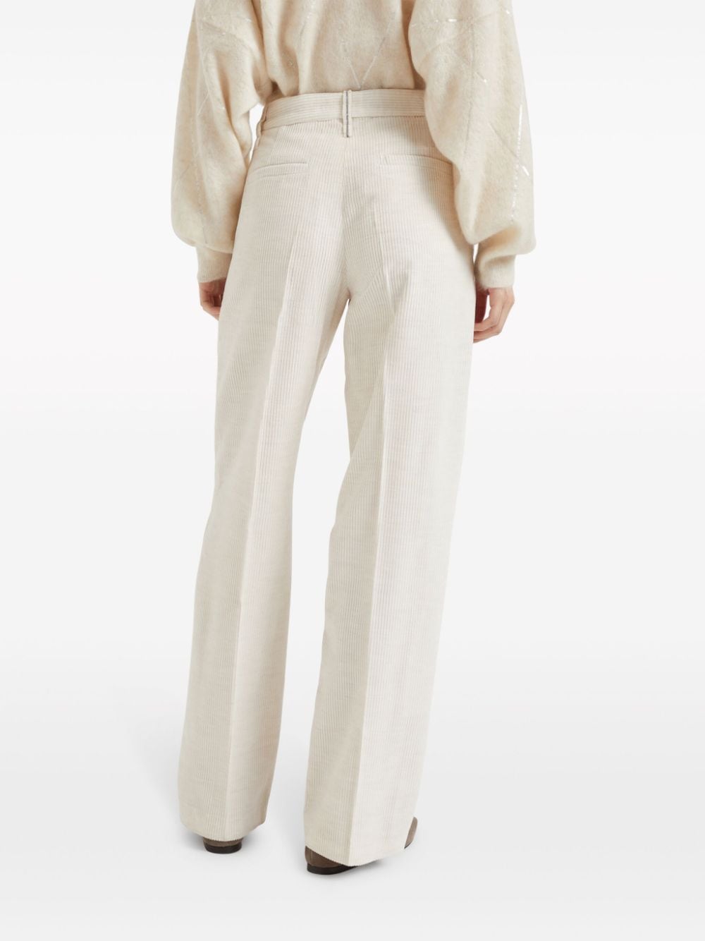 Shop Brunello Cucinelli Straight-leg Corduroy Trousers In White