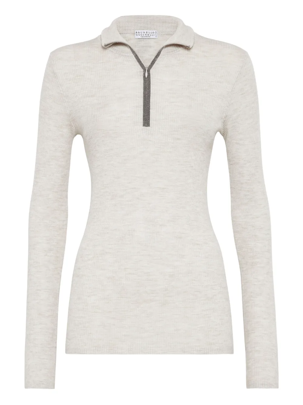 Brunello Cucinelli Monili-chain half-zip jumper | Neutrals | Image 1