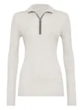Brunello Cucinelli Monili-chain half-zip jumper - Neutrals