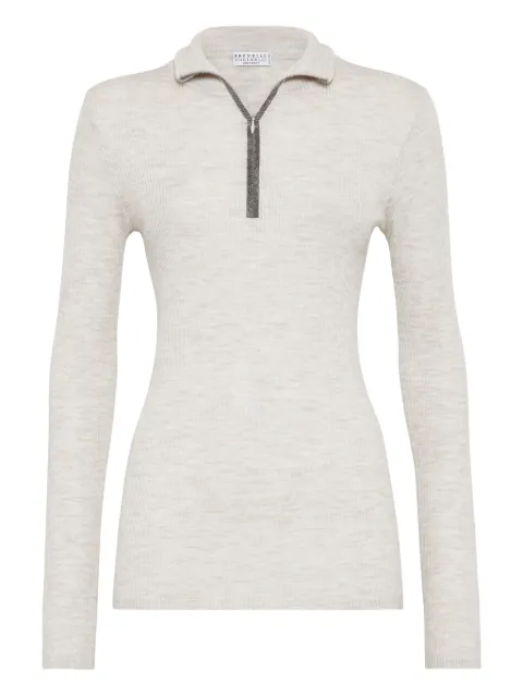 Brunello Cucinelli Monili-chain half-zip jumper