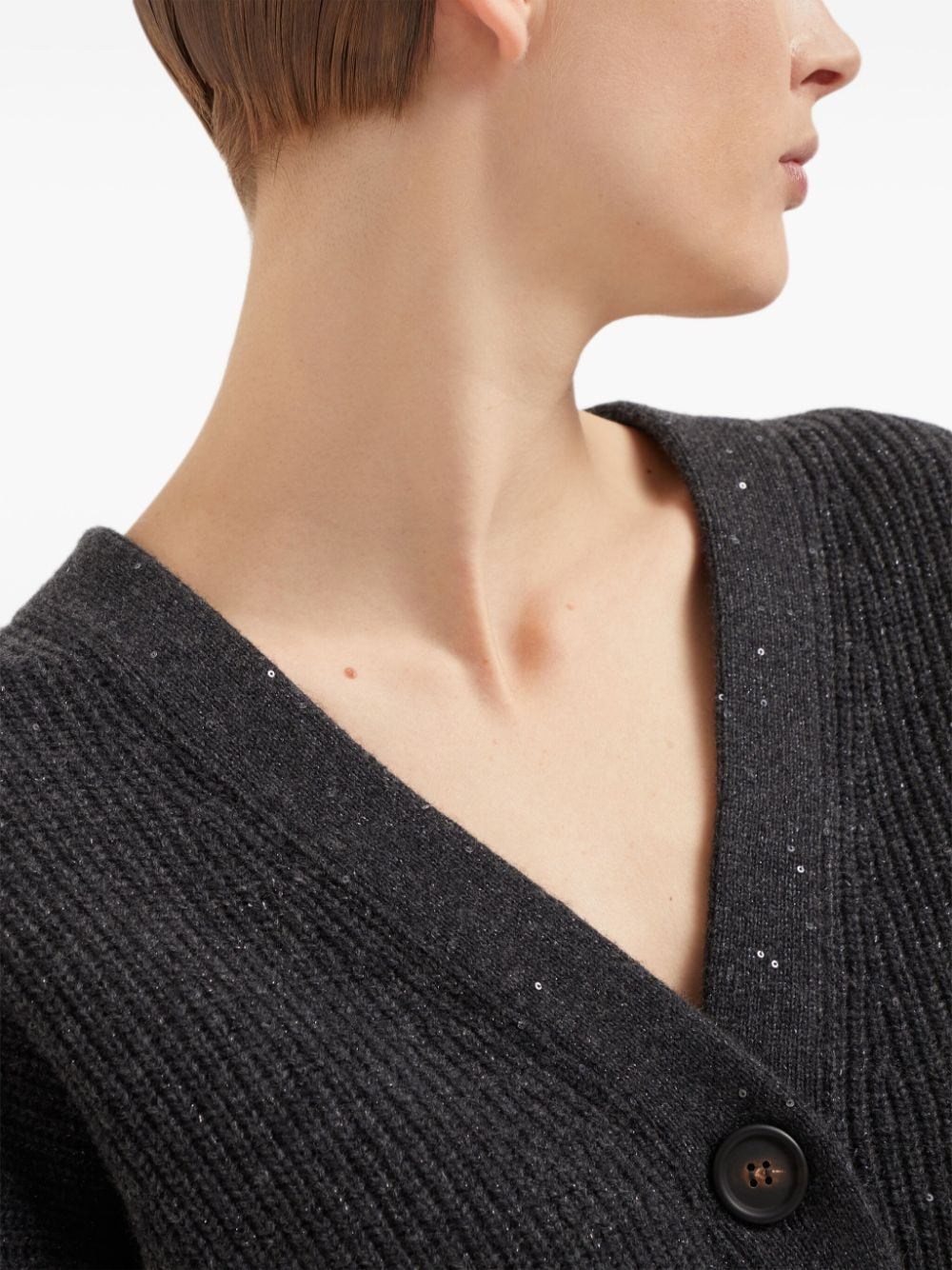 Shop Brunello Cucinelli Sequin-embellished Cardigan In Black