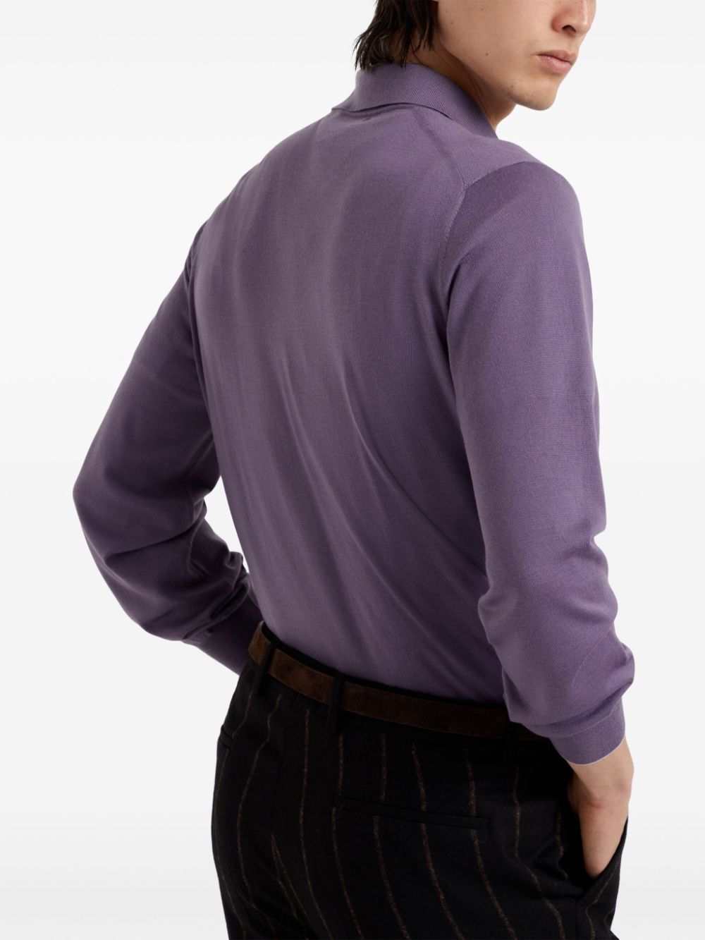 Shop Brunello Cucinelli Polo-collar Cotton Polo Shirt In Purple