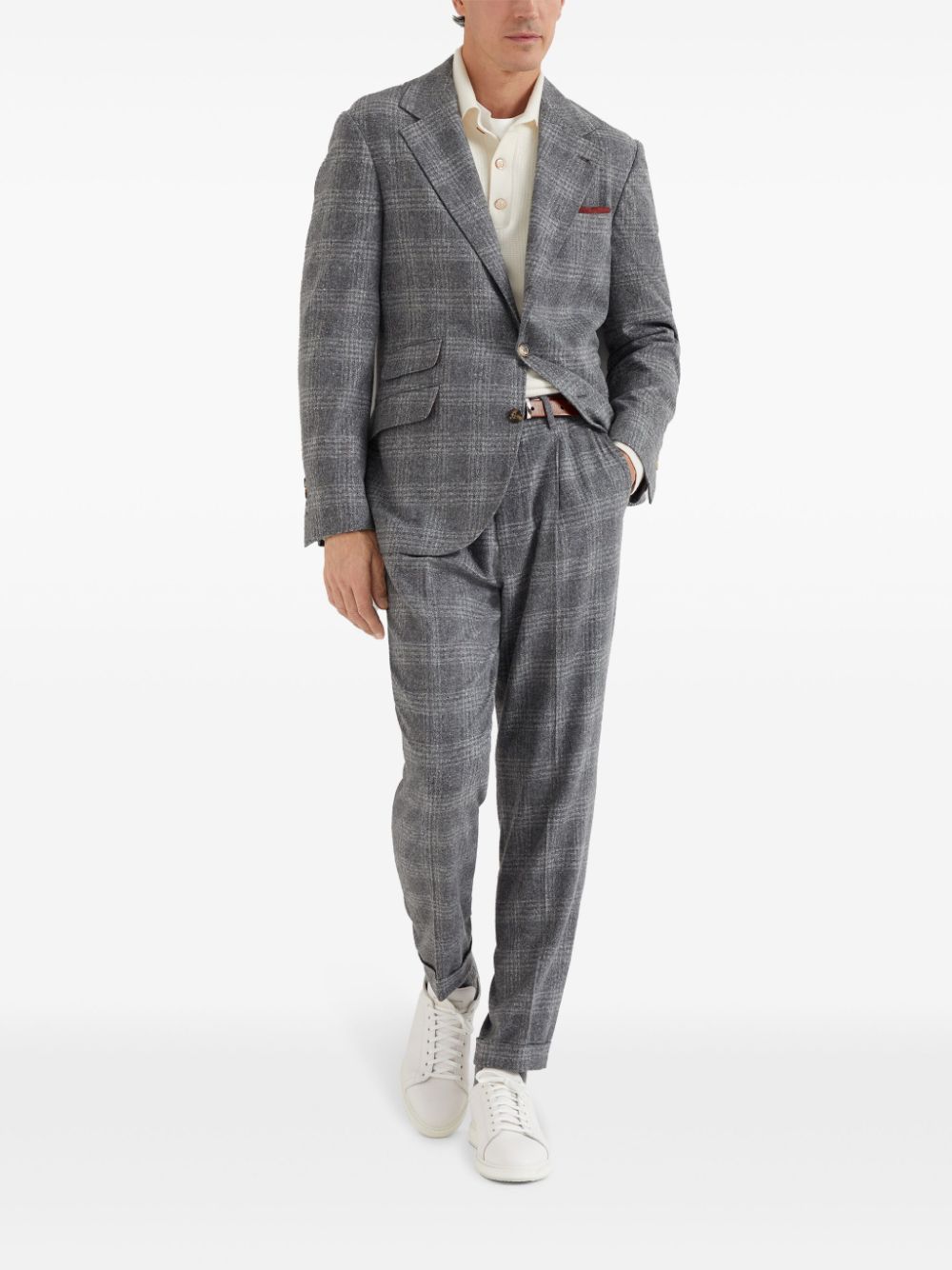 Brunello Cucinelli check pattern blazer - Grijs