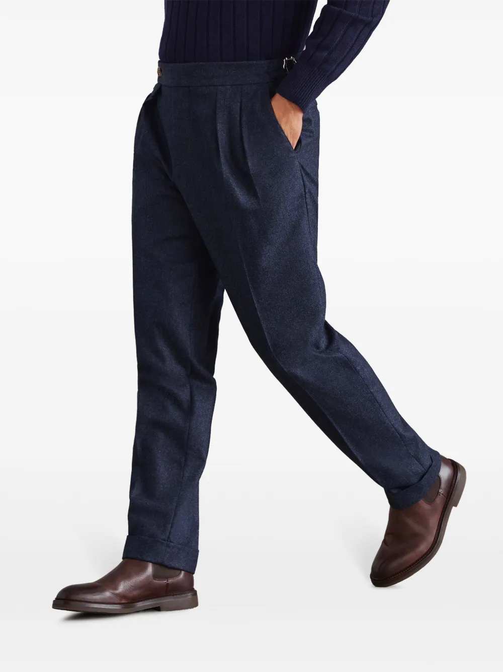 Brunello Cucinelli Pantalon met toelopende pijpen Blauw