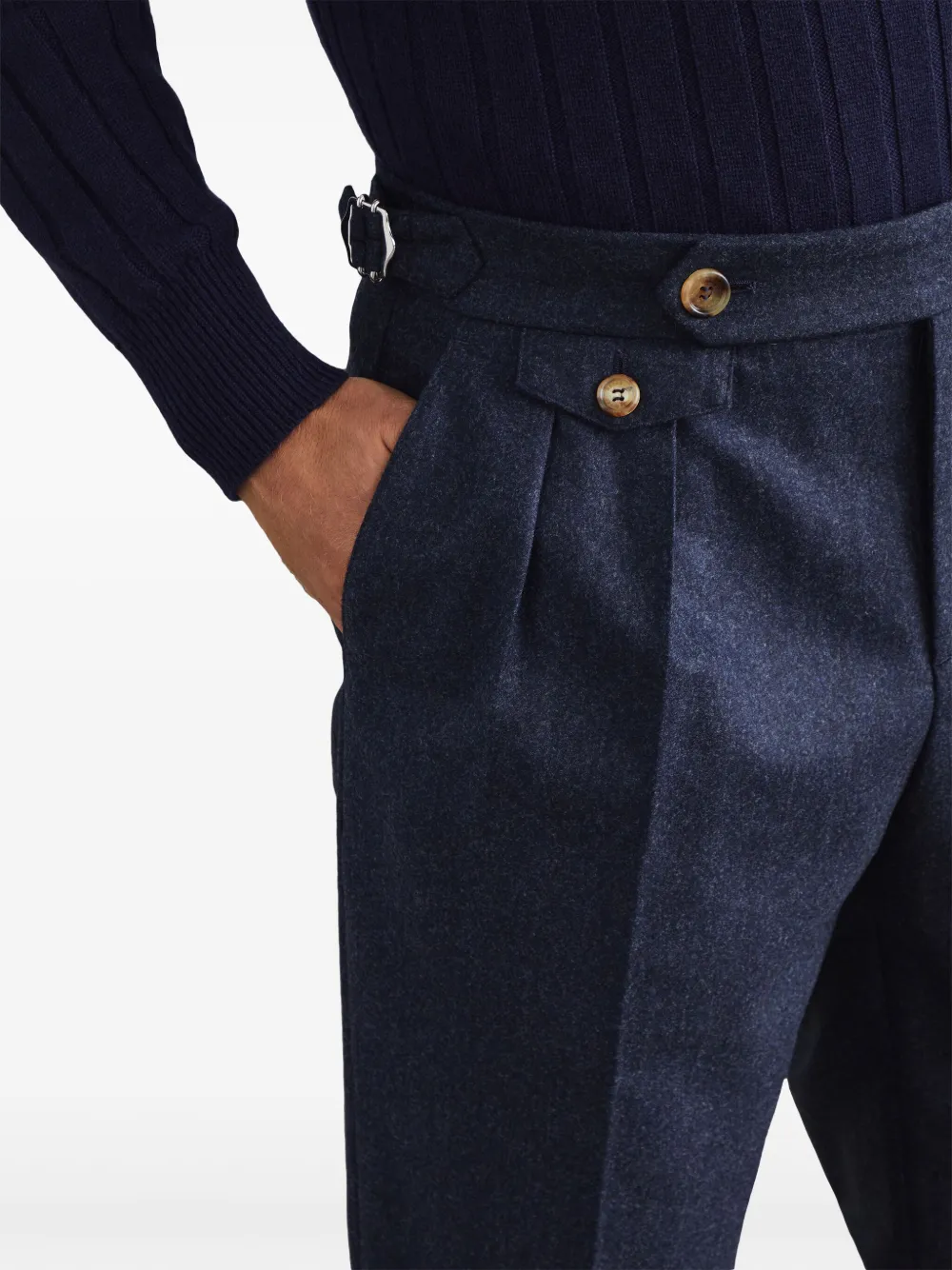 Brunello Cucinelli Pantalon met toelopende pijpen Blauw