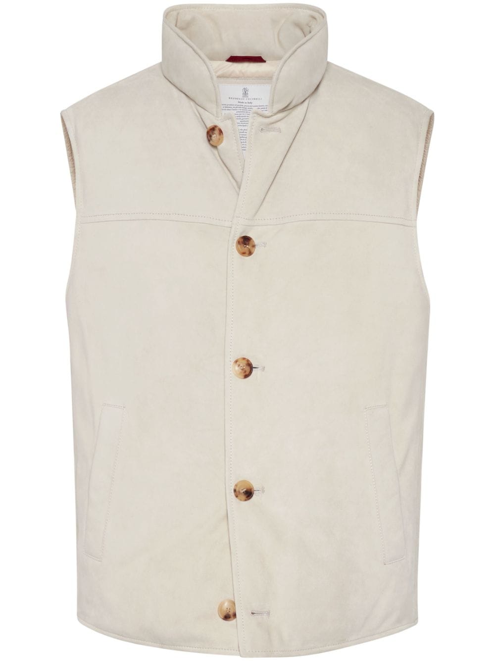 Brunello Cucinelli Padded Leather Vest In White