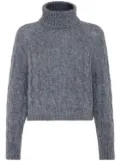 Brunello Cucinelli roll-neck cable-knit jumper - Blue