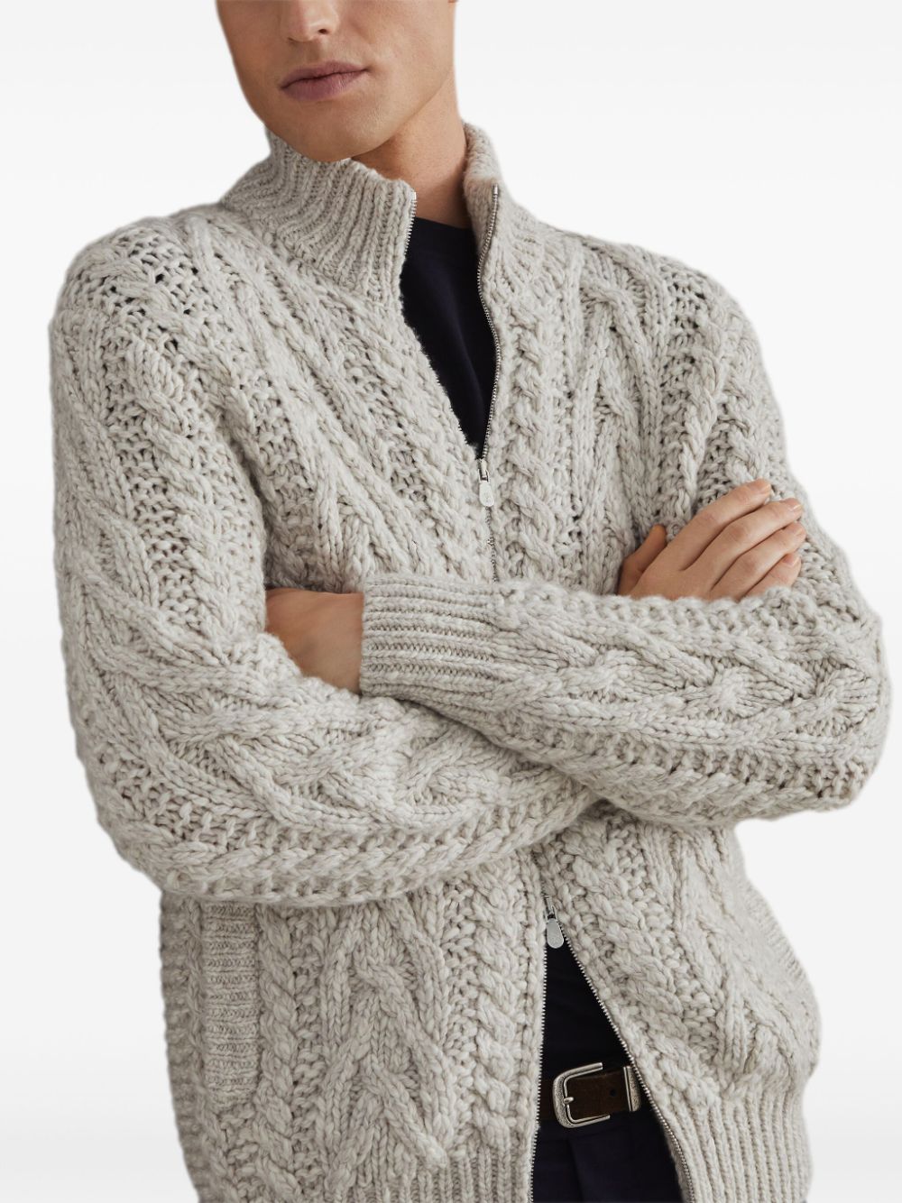 Brunello Cucinelli cable-knit zip-up cardigan Men