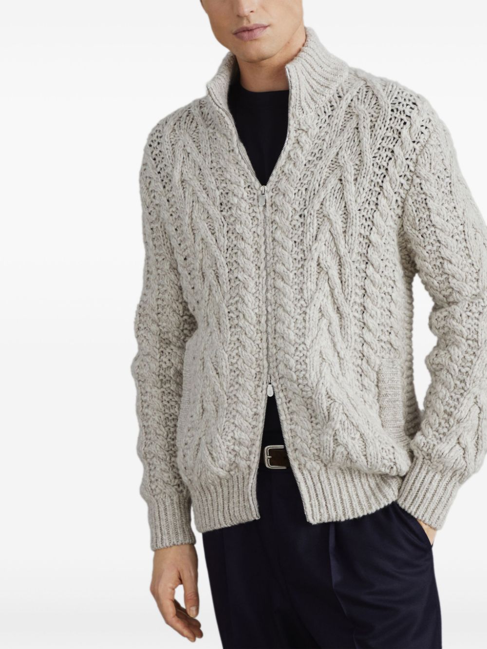 Brunello Cucinelli cable-knit zip-up cardigan Men