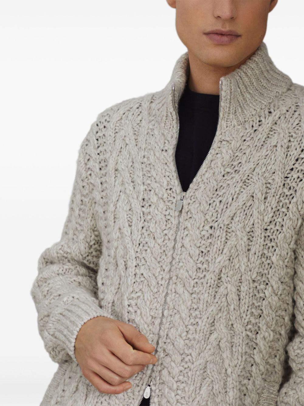 Brunello Cucinelli cable-knit zip-up cardigan Men