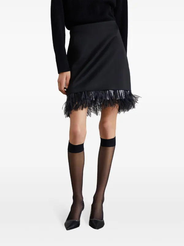 Brunello Cucinelli フェザートリム ミニスカート | ブラック