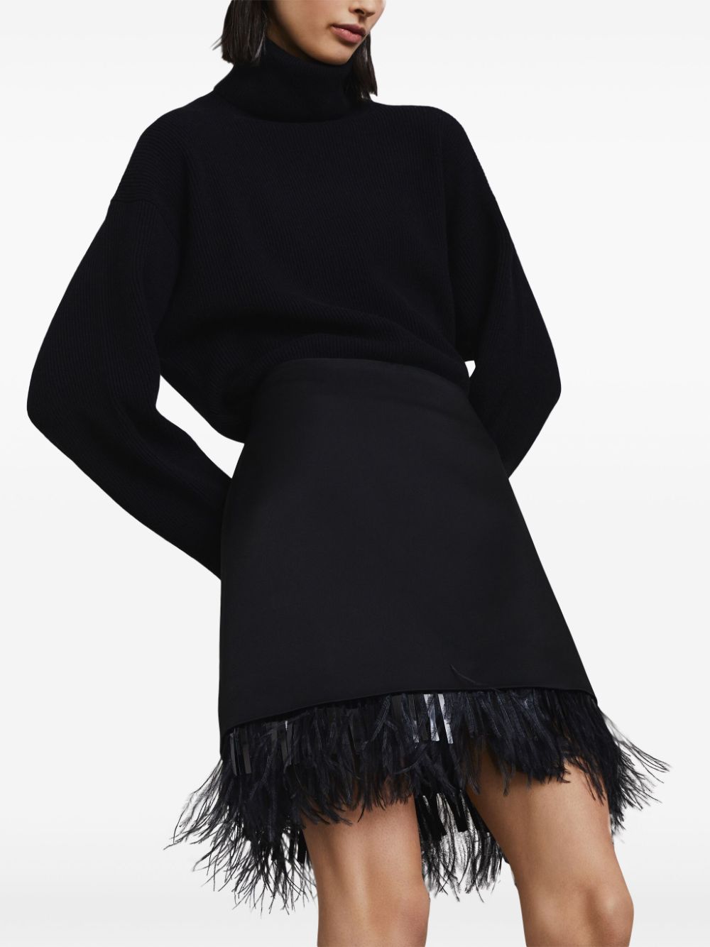 How to shop Brunello Cucinelli feather-trimmed miniskirt Women