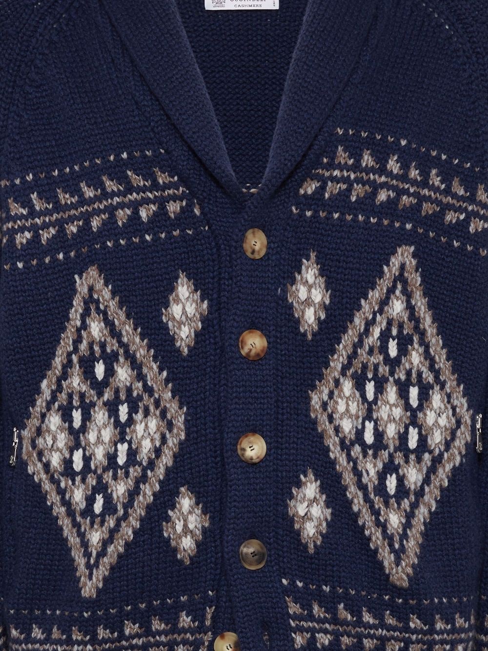 Shop Brunello Cucinelli Intarsia-knit Cashmere Cardigan In Blue